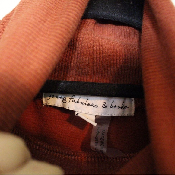 Young Fabulous & Broke Asymmetric Orange Turtleneck Sweater Dress Extra Small - Picture 9 of 13